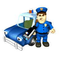 Policjant przy radiowozie